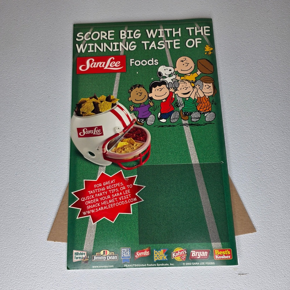 Vintage‎ 2002 Sara Lee Peanuts Cardboard Standee Advertisement Snoopy Football